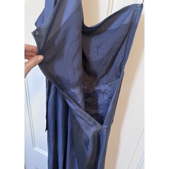 NWT Elliatt Anthropologie Waterside Blue Silk Jumpsuit One Shoulder Size Small - Picture 13 of 16